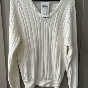 Brandy Melville Light Cream V Neck Sweater OS